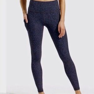 ATHLETA Blue Black Salutation‎ Stash Pocket Gravel Tight Active Leggings Size S